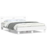 VidaXL Cadru de pat cu tăblie, alb, 150x200 cm, lemn prelucrat 3207413