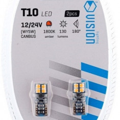 Set 2 Buc Bec Led Vision WY5W T10 12/24V 8X 3030 SMD Non-Polar, Canbus, Led, Portocaliu, 58270