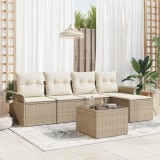 Cumpara ieftin Set de canapele pentru grădină cu pernă 6 pcs Bej Rattan poli