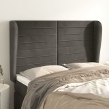 Gossi tablie de pat cu aripioare gri inchis 147x23x118/128 cm catifea