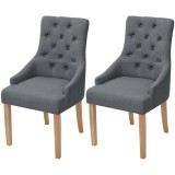 VidaXL Scaune de bucătărie, 2 buc., gri &icirc;nchis, material textil