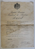 BREVET DE INAINTARE LA GRADUL DE LOCOTENENT , REGATUL ROMANIEI , 28 SEPTEMBRIE , 1926