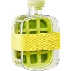 Forma de Gheata, Cyrax, 2in1, Tip Sticla cu Pai, 500 ml, 12 Cuburi, 16.3 x 10.8 x 8 cm, Verde foto