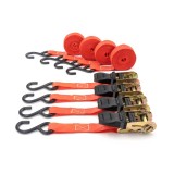 Set 4 Chingi Ancorare cu Clichet Carguard - 4.5m x 25mm - 680kg (Total 2.7 Tone) - Moto, ATV, Remorca - Certificat TUV GS