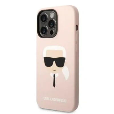 Husa Karl Lagerfeld MagSafe Liquid Silicone Karl Head iPhone 14 Pro Pink foto