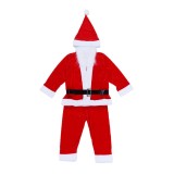 Costum mos craciun pentru baiat 4-6 ani, 5 piese din catifea, rosu