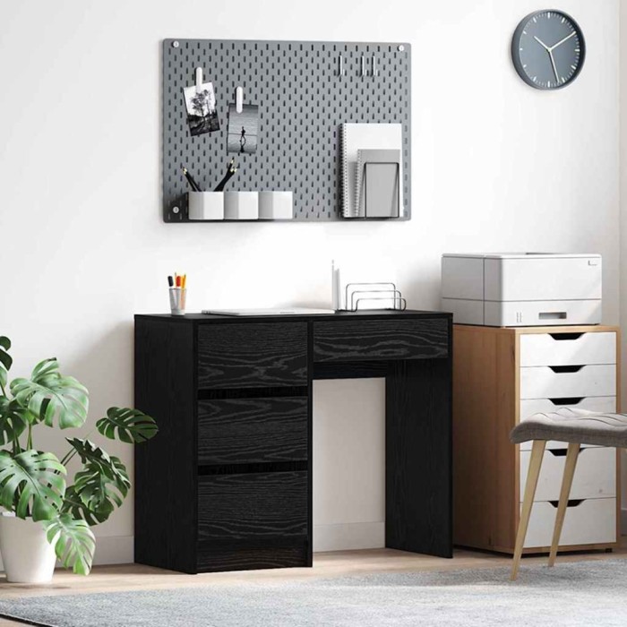 vidaXL Birou cu sertar Stejar negru 90 x 37.5 x 75 cm Lemn compozit 869491