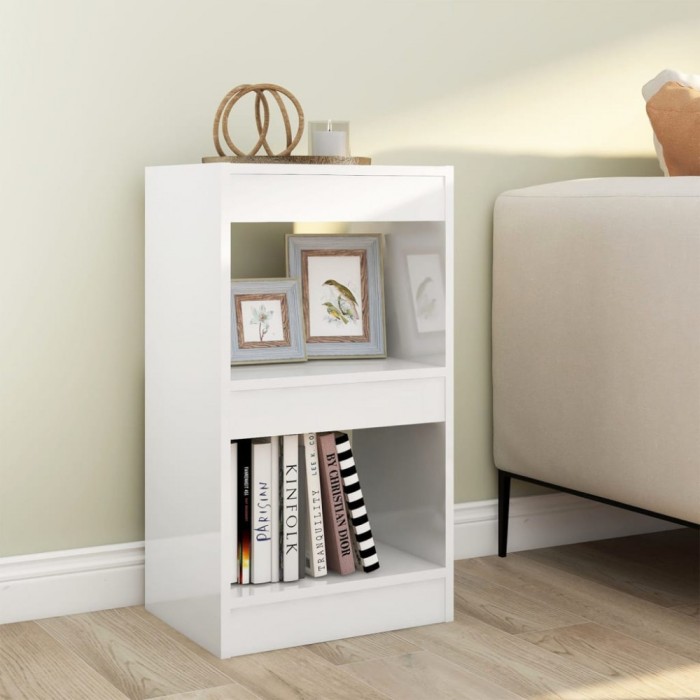 Bibliotecă/Separator cameră, alb extralucios, 40x30x72 cm