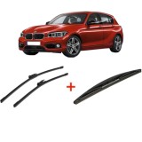 Cumpara ieftin Set 3 stergatoare BMW Seria 1 (F21) din 2011 - 2019, pentru parbriz si luneta fata si spate auto, Bosch Twin, din cauciuc siliconat rezistent, BMW