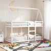 VidaXL Pat supraetajat cu acoperiș, alb, 90x200 cm, lemn masiv de pin 3282077