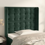 vidaXL Tăblie pat cu aripioare verde &icirc;nchis 93x16x118/128 cm catifea