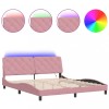 Cadru de pat cu LED fara saltea, roz, 180x200 cm, catifea