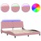 Cadru de pat cu LED fara saltea, roz, 180x200 cm, catifea