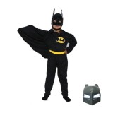 Cumpara ieftin Costum Batman Copii 5-7 Ani, Masca LED, Muschi, Carnaval, Negru, 110-120 cm