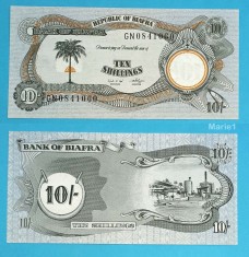Biafra 10 Shillings 1968 &amp;#039;Stat secesionist&amp;#039; UNC serie: GN0841060 p#4 foto