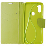 Husa tip carte cu stand Fancy Book bleumarin cu verde pentru Samsung Galaxy M11 / A11