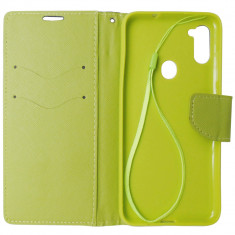 Husa tip carte cu stand Fancy Book bleumarin cu verde pentru Samsung Galaxy M11 / A11 foto