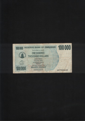 Zimbabwe 100000 100 000 dollars 2006 seria7853648 foto