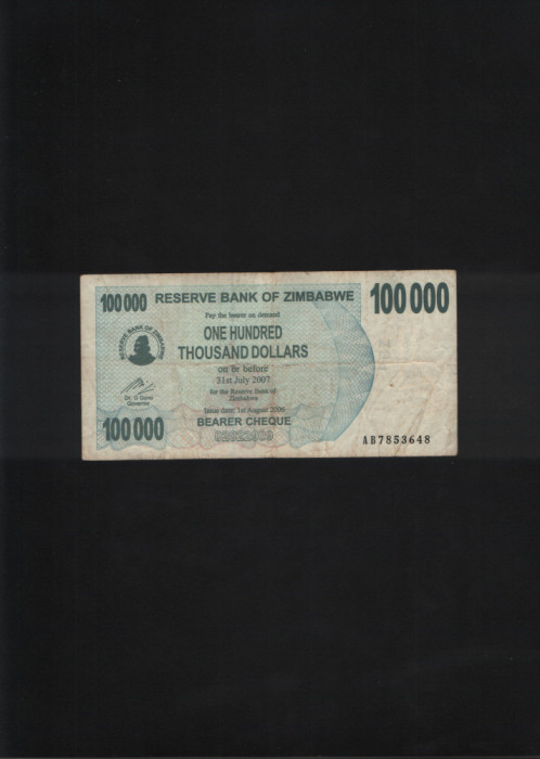 Zimbabwe 100000 100 000 dollars 2006 seria7853648