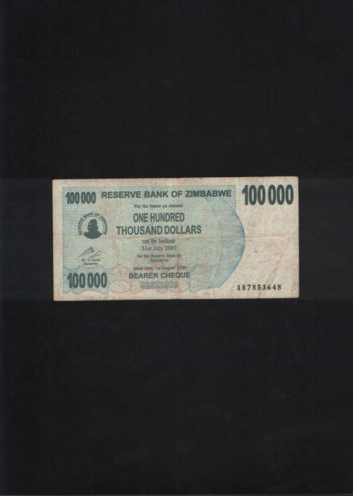 Zimbabwe 100000 100 000 dollars 2006 seria7853648