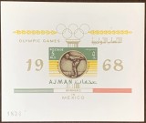 Ajman 1968 - Jocurile Olimpice Mexic, medaliați cu aur, &icirc;not, colita nedantelata neuzata