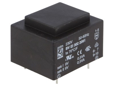 Transformator PCB &amp;icirc;ncapsulat 1VA 230VAC foto