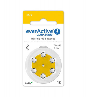 everActive ULTRASONIC 10 1,45V Baterie pentru aparate auditive - fara mercur-Conținutul pachetului 1x Blister foto