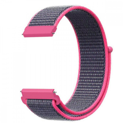 Curea textila compatibila cu Fitbit Versa Lite, Telescoape QR, 22mm, Barn Pink foto