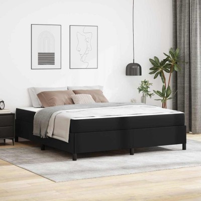 vidaXL Cadru de pat cu saltea Negru 180 x 200 cm Piele artificială foto