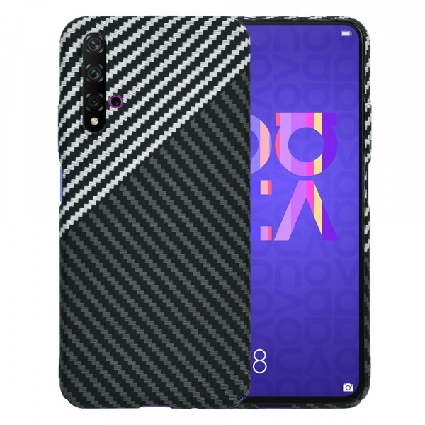 Husa pentru Huawei nova 5T / Honor 20, Techsuit, Carbonite FiberShell, Neagra Gri