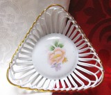 FARFURIE COS COSULET PORTELAN IMPLETIT APULUM ALBA IULIA CU DECOR FLORAL 13 CM