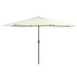 vidaXL Umbrelă de soare de exterior, st&acirc;lp metalic, alb nisipiu 390 cm