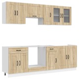 Cumpara ieftin Set dulap de bucatarie din 8 piese &bdquo;Kalmar&rdquo; lemn stejar Sonoma