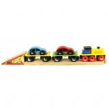 Trenulet cu platforma auto, BigJigs Toys
