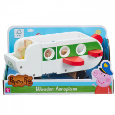 Set figurina cu avion din lemn, Peppa Pig