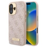 Husa originala Guess iPhone 16 Plus Hardcase 4G Logo Plate MagSafe, roz, GUHMP16MU4GPRP