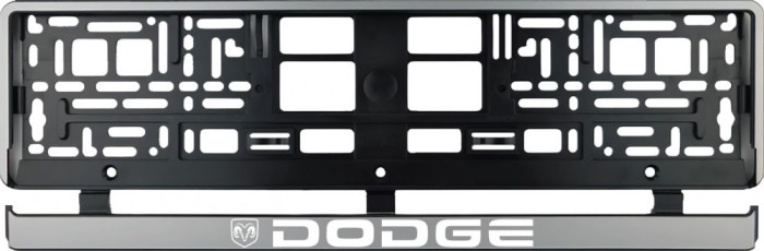 Set 2 bucati, suport numar inmatriculare argintiu Dodge