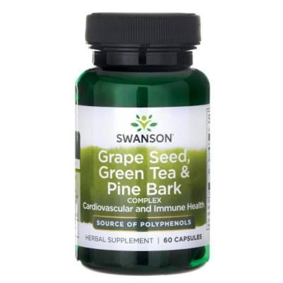 Grape Seed, Green Tea &amp;amp; Pine Bark Complex 60 capsule Swanson foto