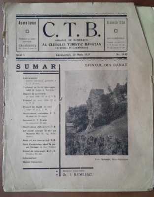 C.T.B. organul de informatie al Clubului Turistic Banatean nr.11-12/1937 foto