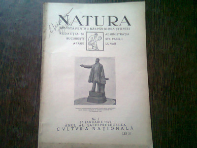 REVISTA NATURA NR.1/1927 foto