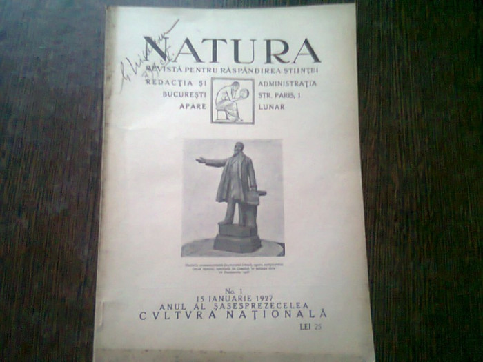 REVISTA NATURA NR.1/1927