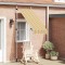vidaXL Copertină retractabilă manual, galben &amp; albastru, 100 cm, dungi