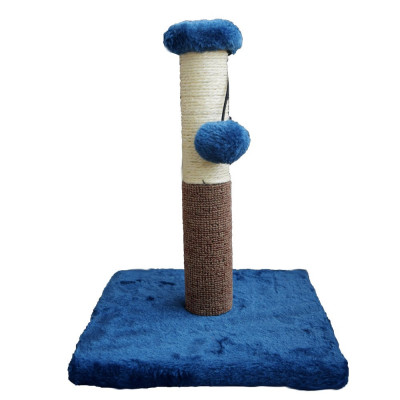 Stalp de zgariat pentru pisici Pufo Meow, cu minge, jucarie interactiva, 27 x 30 cm, albastru foto