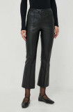 Beatrice B pantaloni femei, culoarea negru, drept, high waist