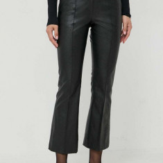 Beatrice B pantaloni femei, culoarea negru, drept, high waist