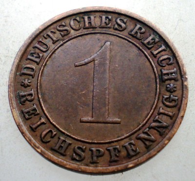 B.205 GERMANIA WEIMAR 1 REICHSPFENNIG 1934 A foto