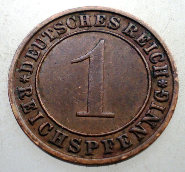 B.205 GERMANIA WEIMAR 1 REICHSPFENNIG 1934 A