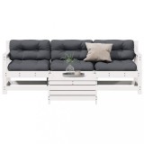 Cumpara ieftin Set mobilier de grădină cu perne, 4 piese alb lemn masiv de pin