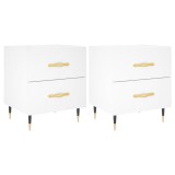 Noptiere, 2 buc., alb, 40x35x47,5 cm, lemn compozit, DKD Home Decor