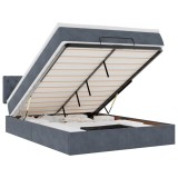 Cumpara ieftin Cadru de pat otoman cu saltea Gri inchis 140x200cm catifea